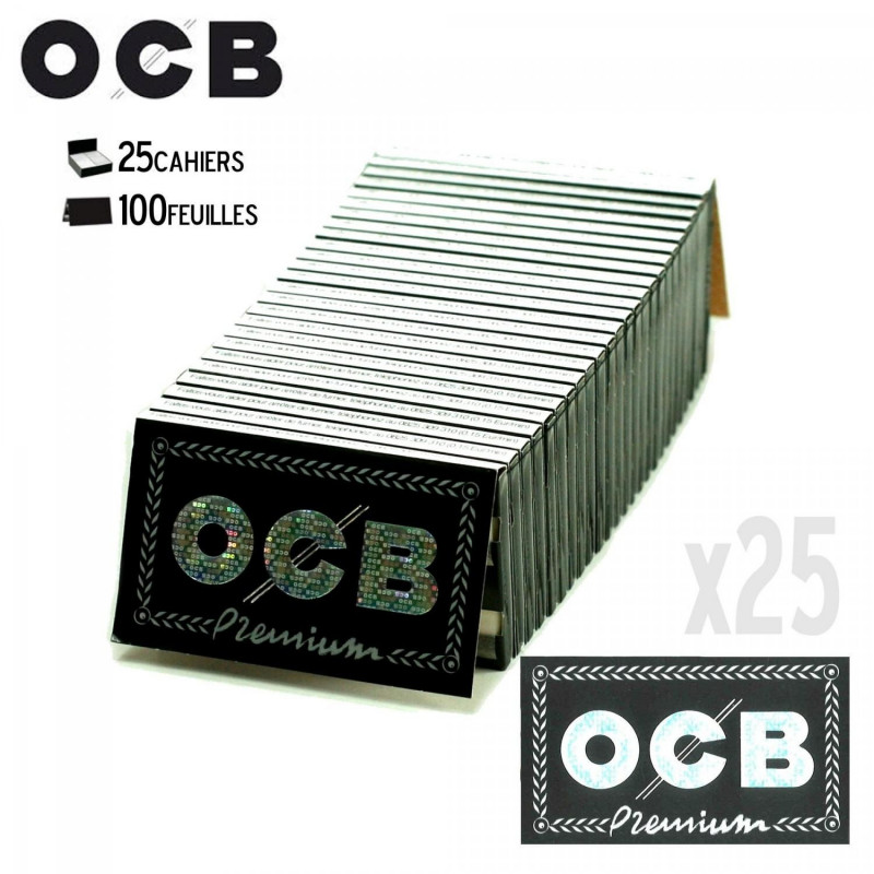 Lot de 25 carnets de papier court à rouler OCB noir