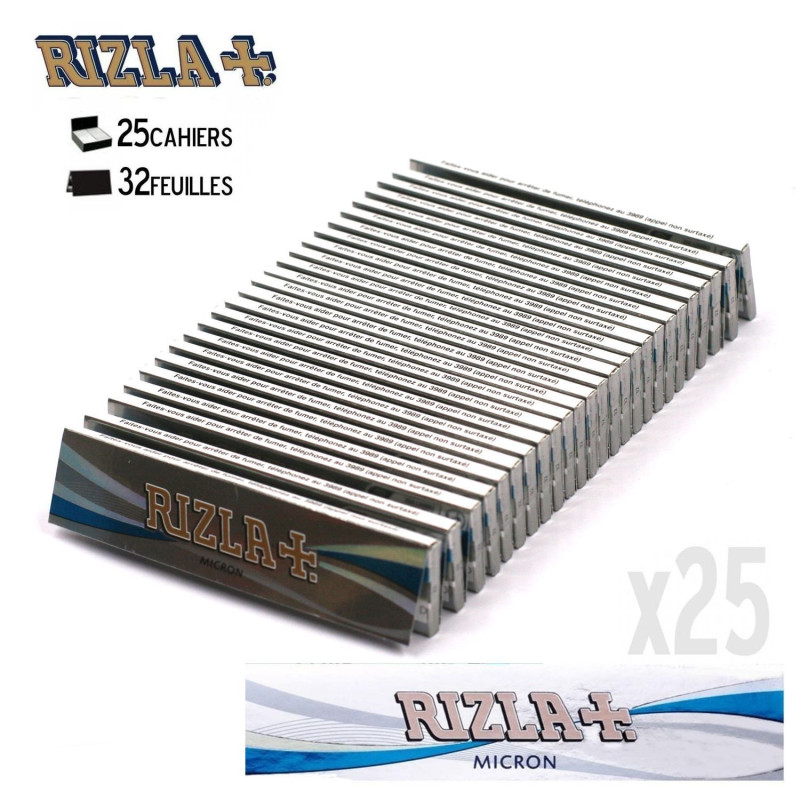 Lot de 25 carnets de papier à rouler slim Rizla micron